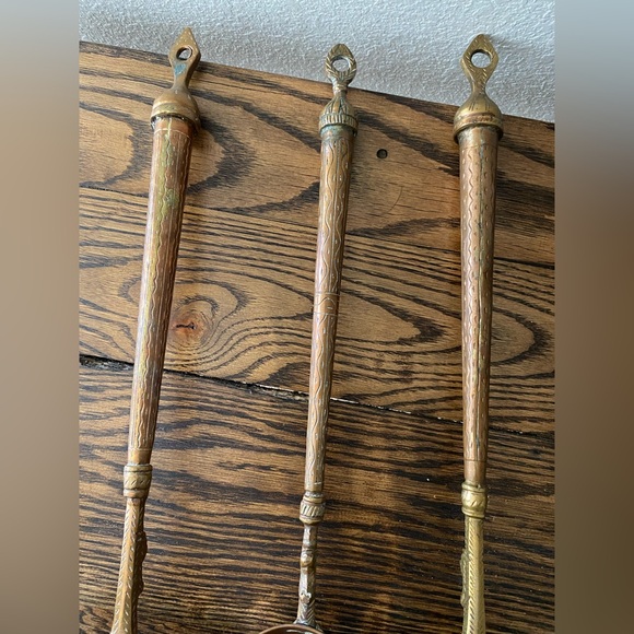 Antique Kashmiri Hammered Copper Cooking Utensils Full Set Antique Copper Spoons - Picture 6 of 8